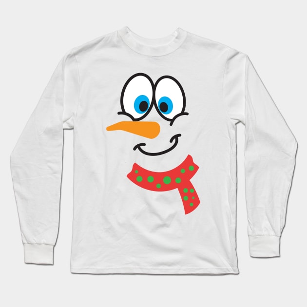 snowman face Long Sleeve T-Shirt by MZeeDesigns